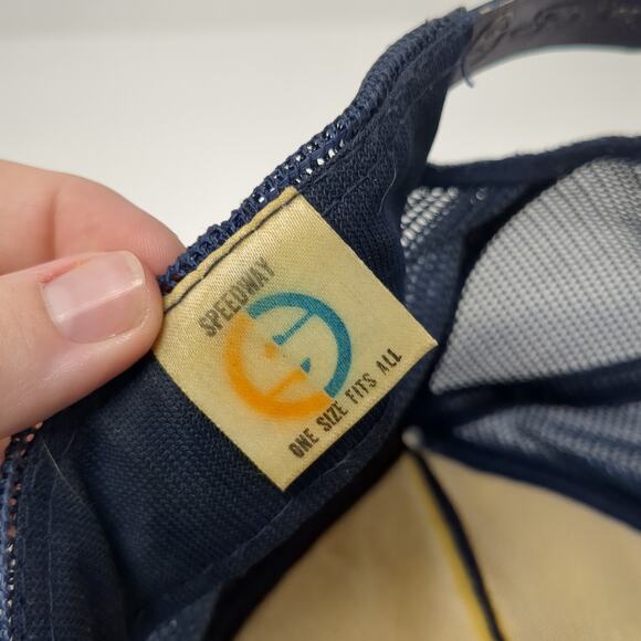 Space Shuttle Snapback Trucker Hat Blue One Size Mesh Back Speedway Vintage - Picture 9 of 10